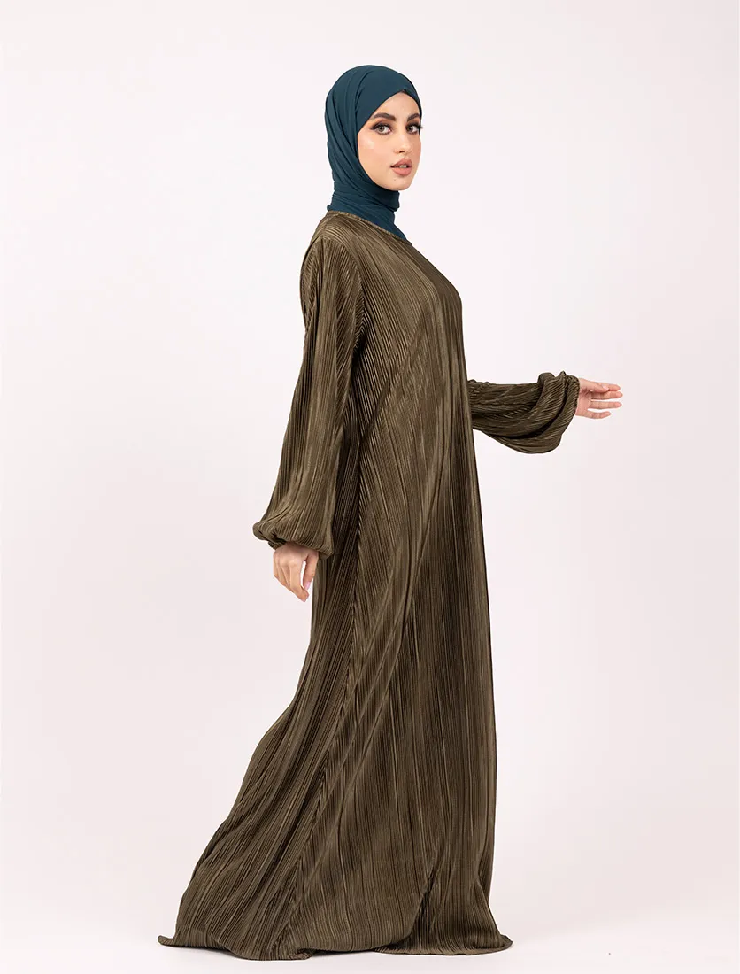 Olive Plisse Abaya